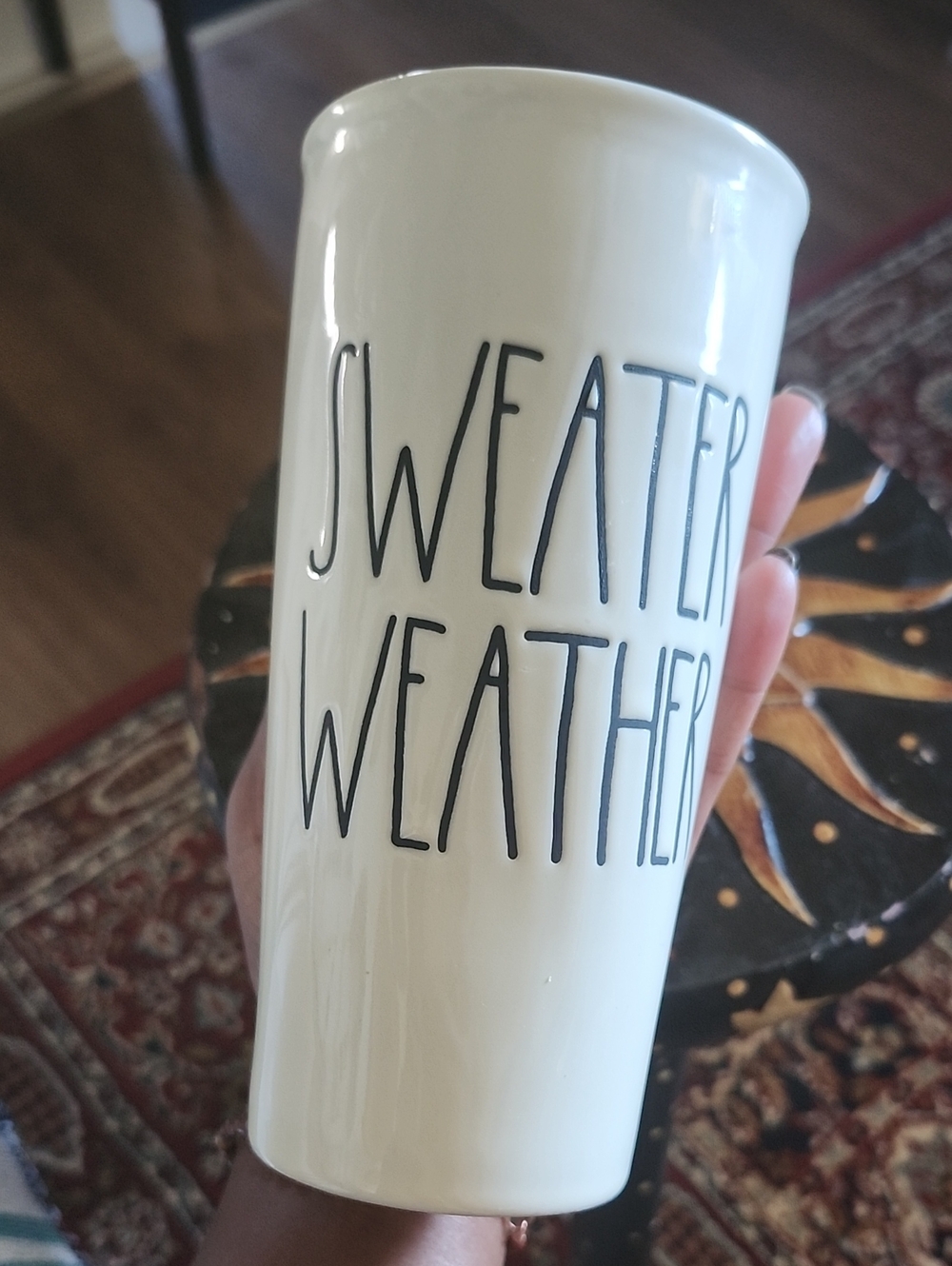 NEW Rae Dunn Tall "Sweater Weather" Travel Mug To Go Cup for Coffee Tea with Lid